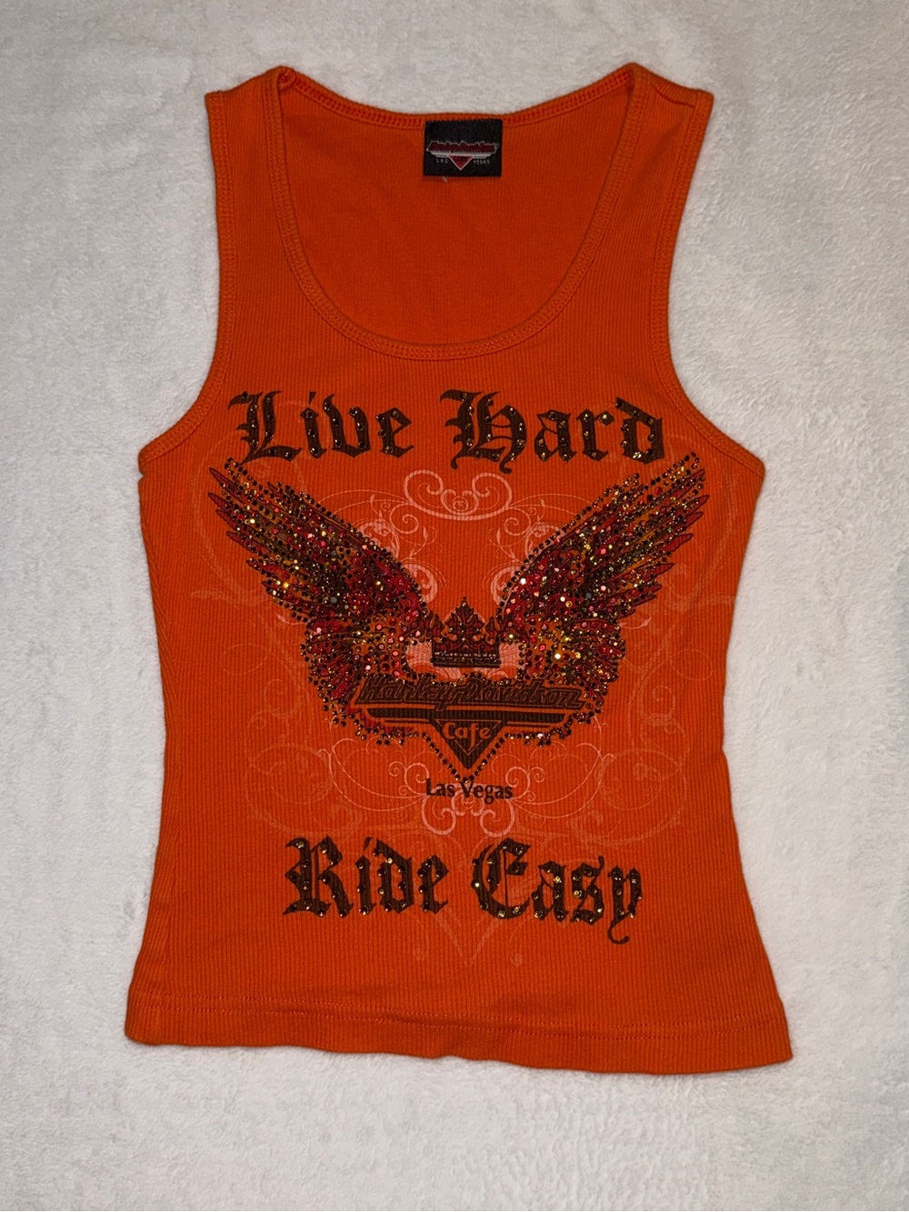 Vintage Harley Davidson Cafe Las Vegas Rhinestone Tank Top